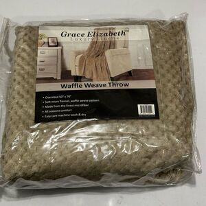 Grace Elizabeth Luxury Linens Waffle Weave Throw Blanket | Oversized 50” x 70”